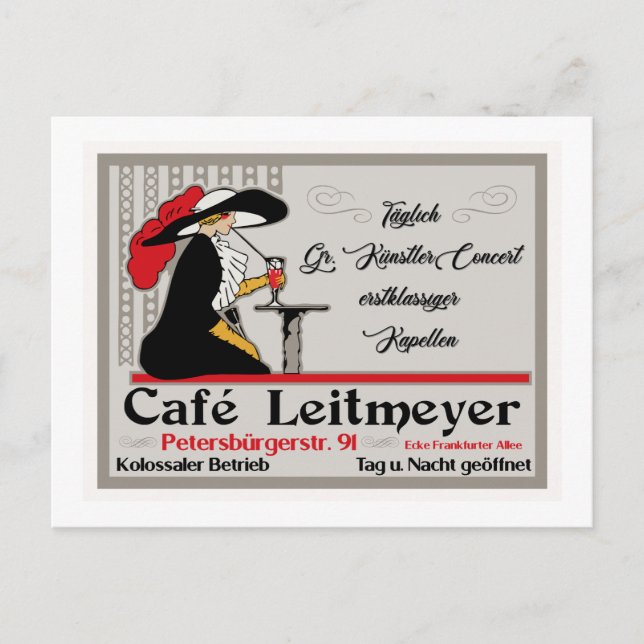Café Leitmeyer, den tyska fabriken i stil Vykort (Framsida)