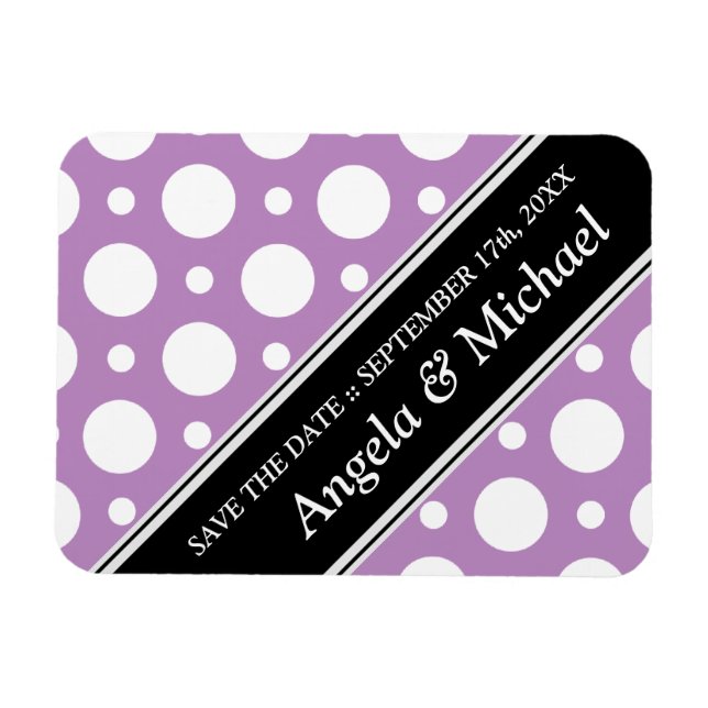 Cafe Lila Assorterad Polka dots Spara datum Magnet (Horisontell)