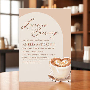 Cafe Love brygger kaffe Arkens bröllopsdusch Inbjudningar