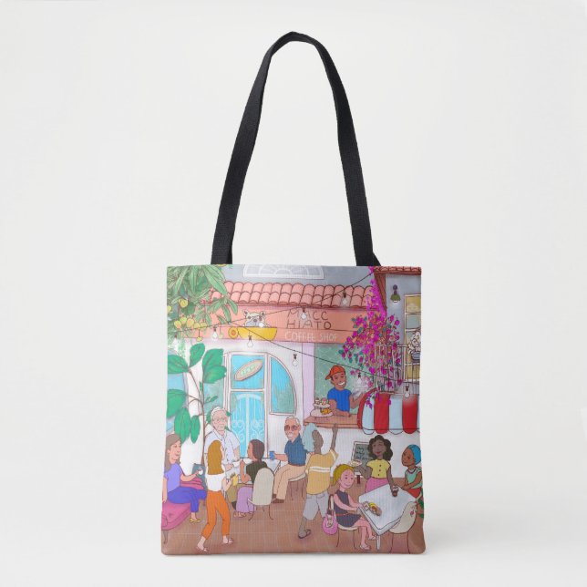 Café Macchiato Miramar Tote Bag Tygkasse (Framsida)