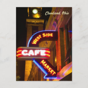 Cafe Market Neon Postcard (Cleveland) Vykort