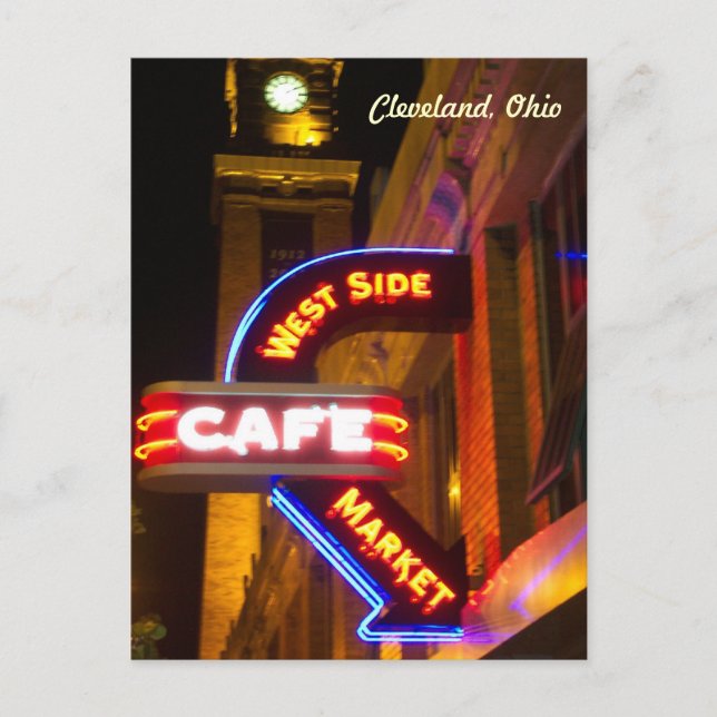 Cafe Market Neon Postcard (Cleveland) Vykort (Framsida)