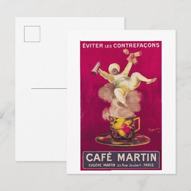 Cafe Martin , 1921  Leonetto Cappiello Vykort (Fram/baksida)
