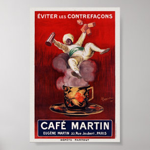Cafe Martin Fransk Art Deco Vintage affisch 1921