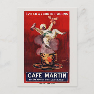 Cafe Martin Fransk Art Deco Vintage affisch 1921 Vykort