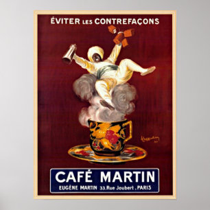Cafe Martin Vintage Paris Frankrike Advertising Poster