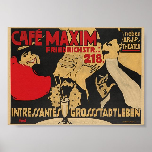 Cafe Maxim, Tyskland, Vintage affisch (Framsidan)