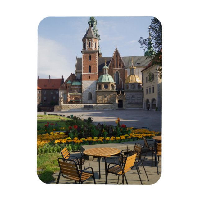 Café med utsikt över Wawel-katedralen, Wawel-högen Magnet (Vertikal)