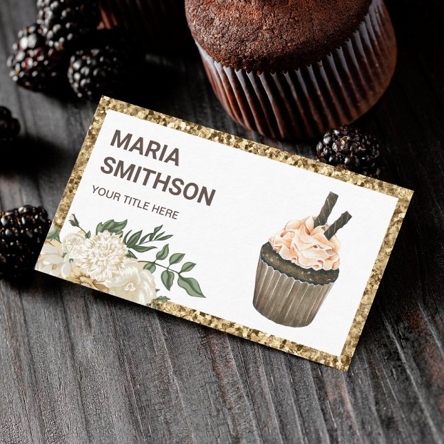 Cafe Mocha Choklad Cupcake Konditor Bagare Visitkort (Skapare uppladdad)