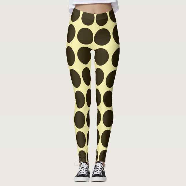 Café Mocha Cream Neutralt Dots Leggings (Framsida)