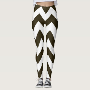Café Mocha Neutralt Chevrons Leggings