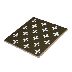 Café mocka Neutralt Fleur de Lys Kakelplatta