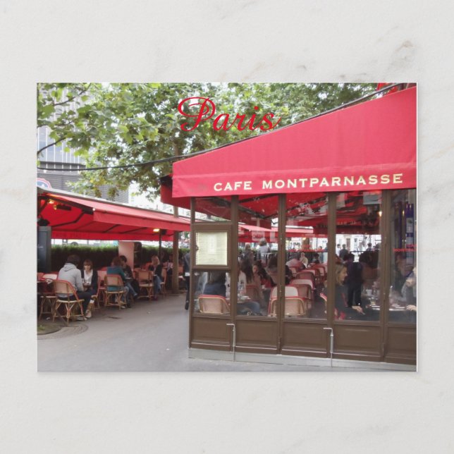 Cafe Montparnasse Paris, Frankrike, vykort för res (Framsida)
