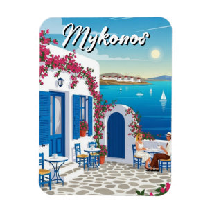 Cafe Mykonos Grekland Cykladerna Resa Magnet