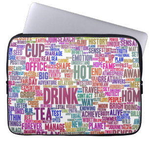 Café Nuage de Mots Texte Motif Tasse Thé Laptop Fodral