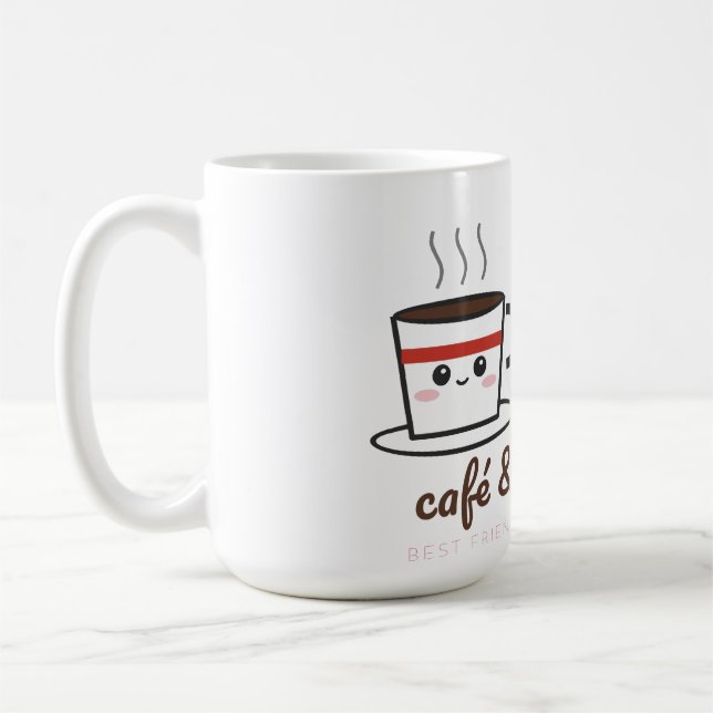 Café och Croissant Bästa Vänner Söt Kaffe Mugg (Vänster)