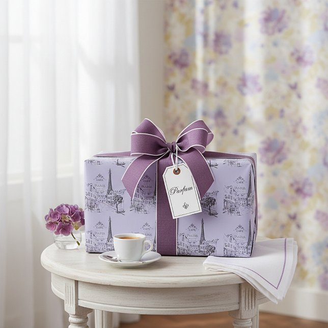 Cafe Paris med anpassad bakgrundsfärg Presentpapper (Skapare uppladdad)