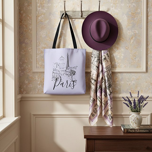 Cafe Paris Tote Bag Tygkasse (Skapare uppladdad)