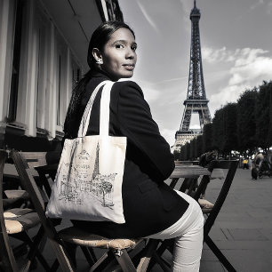 Cafe Paris Tote Bag Tygkasse
