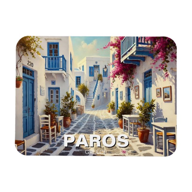 Cafe Paros Greece Islands Travel Magnet (Horisontell)