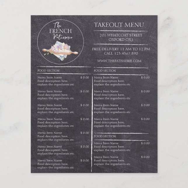 Cafe Pkonserie Bakery Business Takeaway Menu (Framsida)