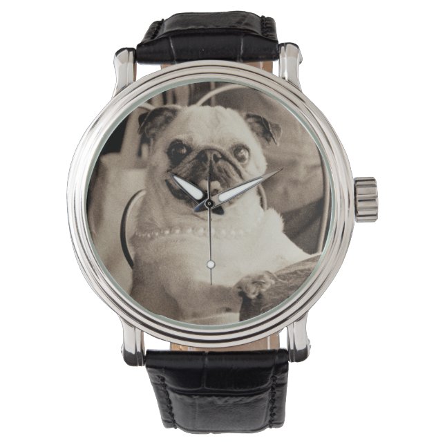 Cafe Pug Armbandsur (Framsida)