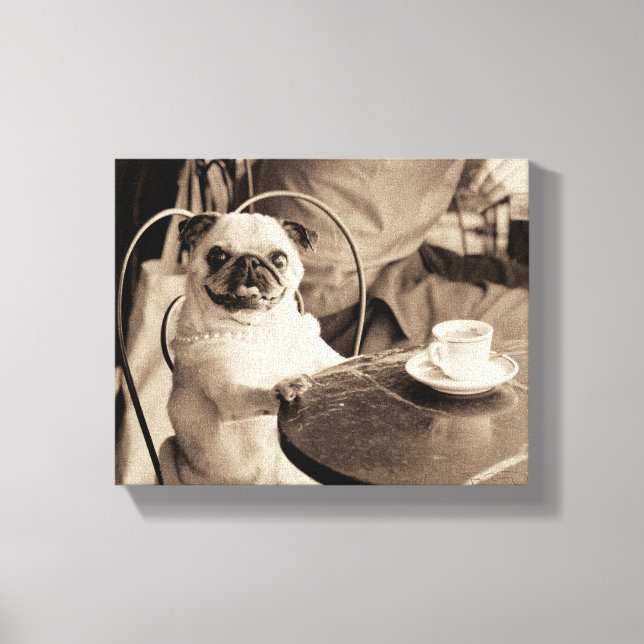 Cafe Pug Canvastryck (Framsida)