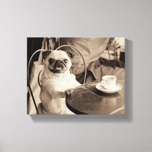 Cafe Pug Canvastryck