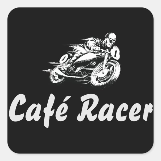 Café Racer Fyrkantigt Klistermärke (Framsida)