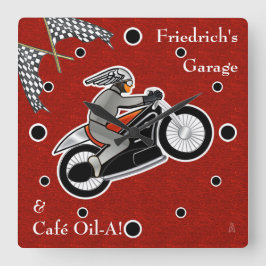 Cafe Racer (Personlig) - Sq. Fyrkantig Klocka