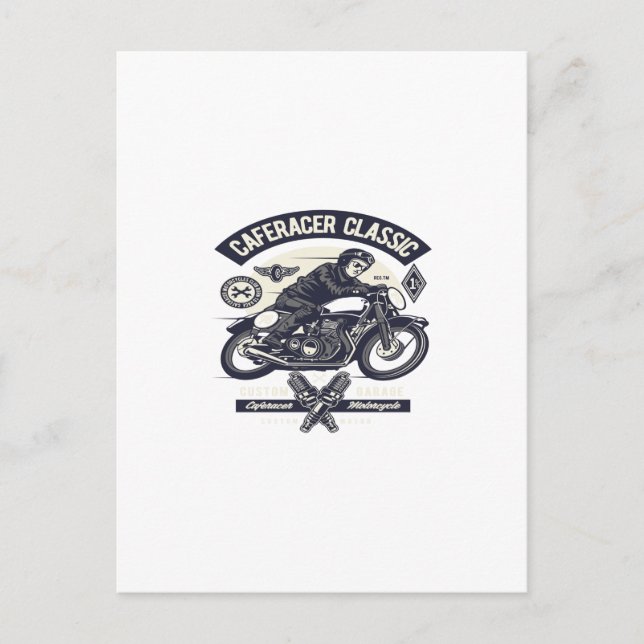 Cafe Racer Rider Classic Vykort (Framsida)