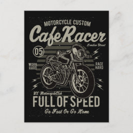 Cafe Racer Work Hard Tävling Hard Go Fast eller Go Vykort