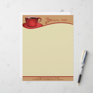 Cafe Red Kopp Coffee Shop Business Letterhead Brevhuvud