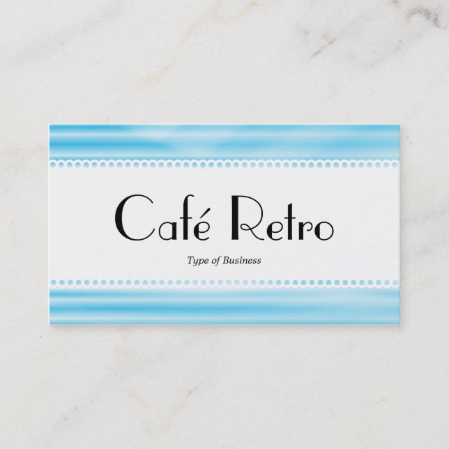 Café Retro (Scalloped) - Corrugated Blue Visitkort (Framsida)
