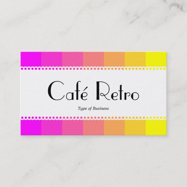 Café Retro (Scalloped) - Magenta till Gult Visitkort (Framsida)