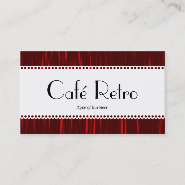 Café Retro (Scalloped) - Red Streaks Visitkort (Framsida)