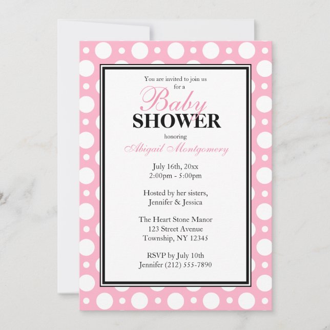 Cafe Rosa Assorterad Polka dots Baby Shower Inbjudningar (Framsida)