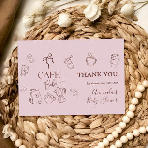 Cafe Rosa Båge Bebe Flickas Babyshower Tack Kort