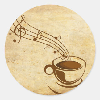 café runt klistermärke