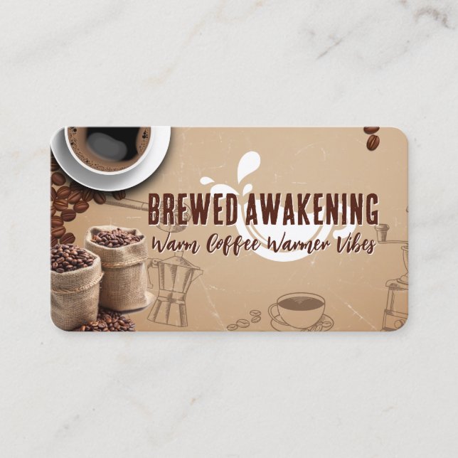 Cafe Shop | Bryggt kaffe och bönor Visitkort (Framsida)