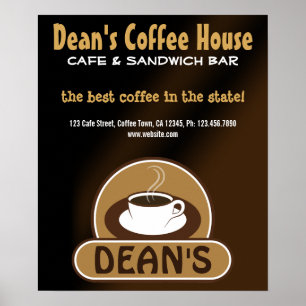 Cafe Shop Coffee Kopp Anpassningsbar Marknadsförin Poster