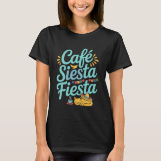 Café Siesta Fiesta Katt Sombrero Spanska Roligt Ci T Shirt