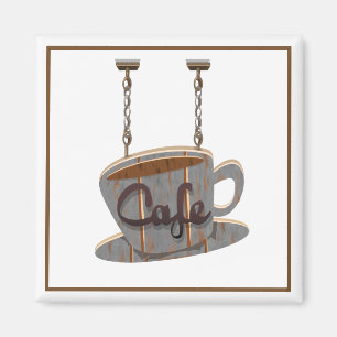 Cafe-skylt för middag av kaféträ magnet