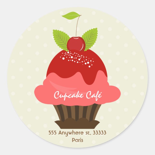 Cafe Sticker Runt Klistermärke (Framsida)