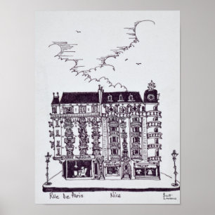 Cafe & Stores på Rue de Paris  Gammalt Nice, Fran Poster