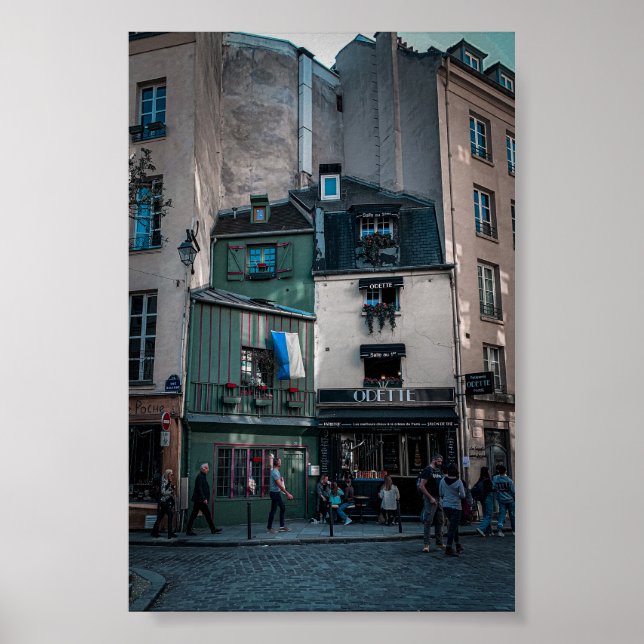 Cafe Street Views i Paris Poster (Framsidan)