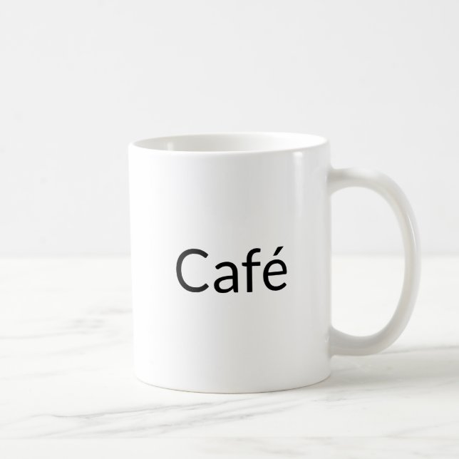 Café, svart brev vit kaffemugg (Höger)