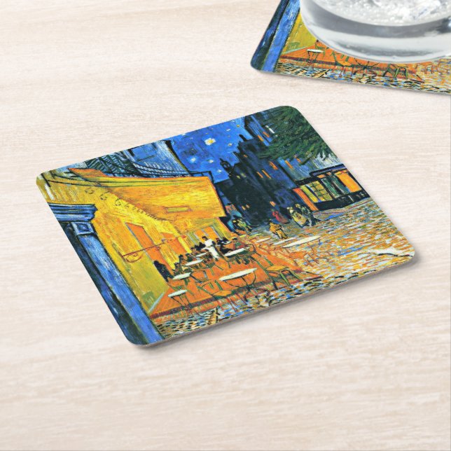 Cafe Terrace av Vincent van Gogh, Underlägg Papper Kvadrat (Vinklad)