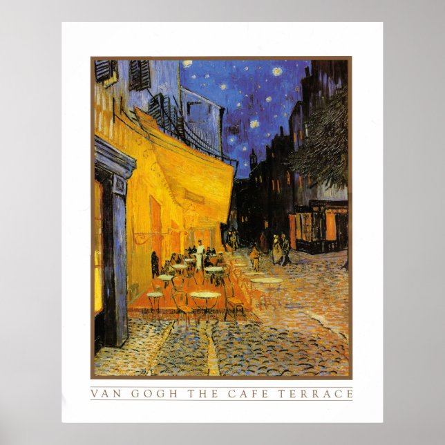 Cafe Terrace i natt av Vincent Van Gogh 1888 Poster (Framsidan)