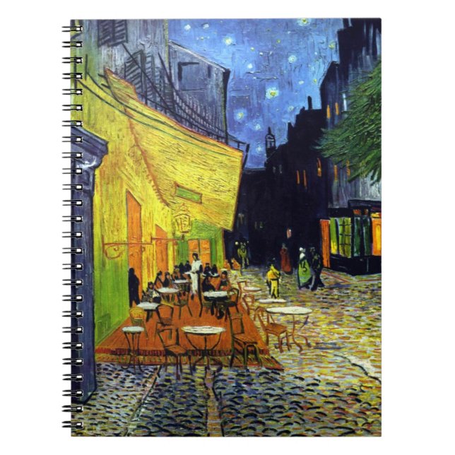 Cafe Terrace i natt av Vincent Van Gogh Anteckningsbok Med Spiral (Framsidan)
